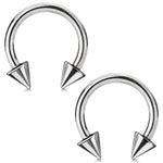 2PC Horseshoe Circular Spike Barbell Surgical Steel 8G-18G CBR Nose Nipple Tragus Lip - BodyJ4you