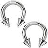 2PC Horseshoe Circular Spike Barbell Surgical Steel 8G-18G CBR Nose Nipple Tragus Lip - BodyJ4you
