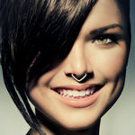 2PC Piercing Rings 16G Hinged Clicker Hoop 14Kt. Gold Cubic Zirconia Gem Nose Septum Daith Ear - BodyJ4you