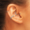 2PC Piercing Rings 16G Hinged Clicker Hoop 14Kt. Gold Double Line Cubic Zirconia Nose Septum Ear - BodyJ4you