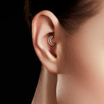 2PC Piercing Rings 16G Hinged Clicker Hoop 14Kt. Gold Double Line Cubic Zirconia Nose Septum Ear - BodyJ4you