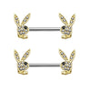 2PC Playboy Bunny Nipple Barbell 14G Authentic Vintage Unique Body Jewelry 316L Surgical Steel - BodyJ4you