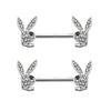 2PC Playboy Bunny Nipple Barbell 14G Authentic Vintage Unique Body Jewelry 316L Surgical Steel - BodyJ4you