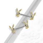 2PC Playboy Bunny Nipple Barbell 14G Authentic Vintage Unique Body Jewelry 316L Surgical Steel - BodyJ4you