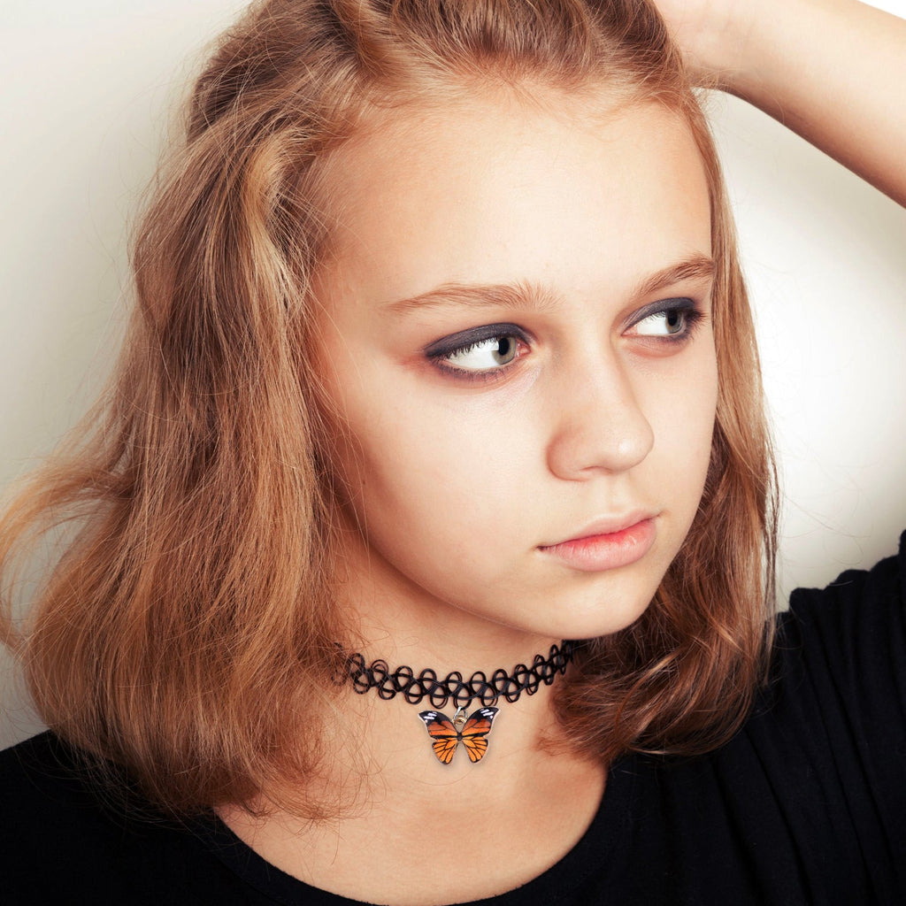 2PC Tattoo Choker Necklace Set 90s Accessories Women Teen Girls