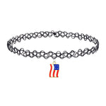 2PC Tattoo Choker Necklace - Stretchy Henna 90s Accessories Women Girls - 4th July American Flag Independence Day - Jewelry Gift Summer Style - BodyJ4you