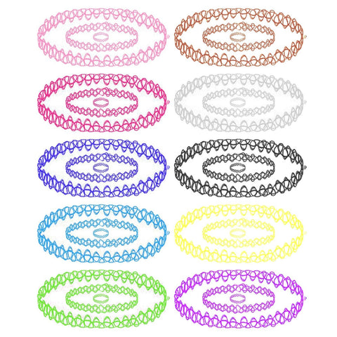 30PC Choker Necklace Bracelet Ring Set Multicolor Stretch Elastic Jewelry Girls Kids Gift - BodyJ4you