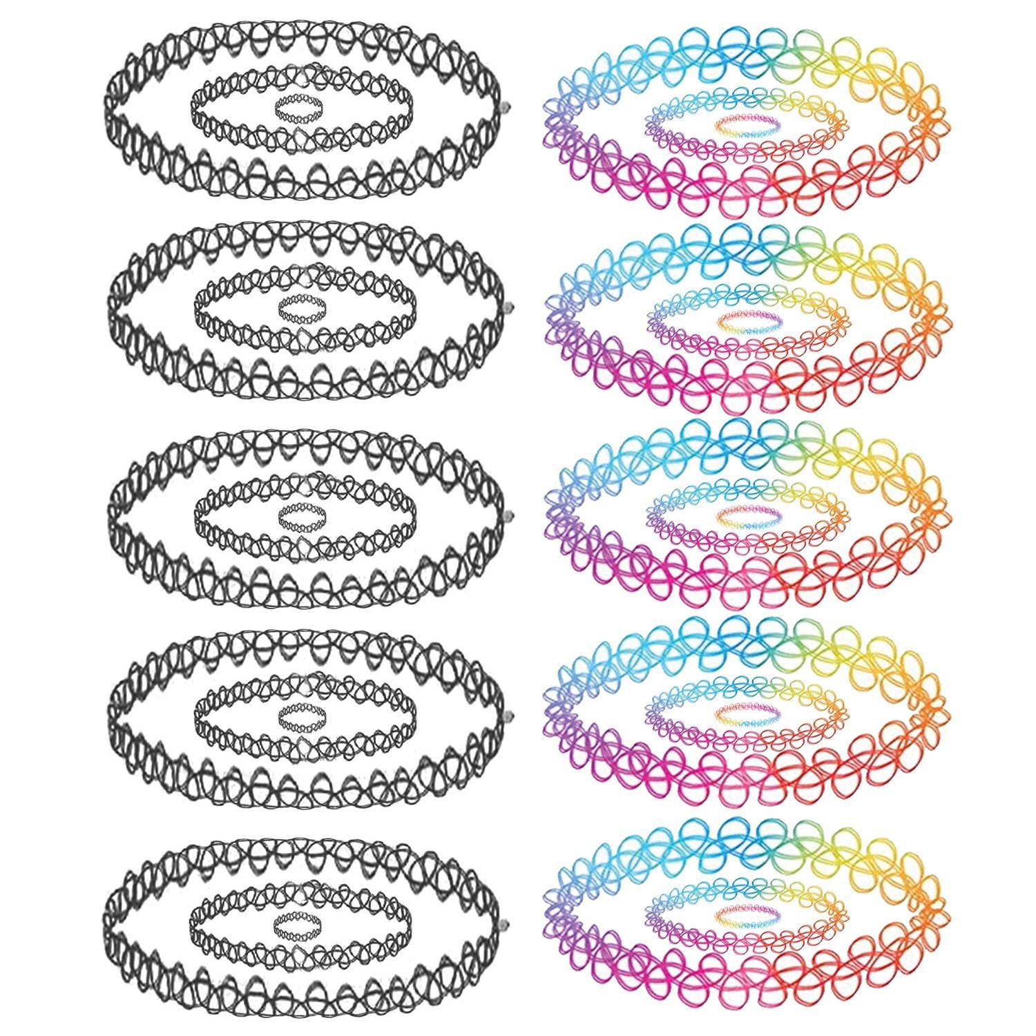 30PC Choker Necklace Bracelet Ring Set Multicolor Stretch Elastic Jewelry Girls Kids Gift - BodyJ4you