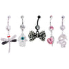 5PC Belly Button Rings 14G Hamsa Star Dremcatcher Peace Steel CZ Women Navel Piercing