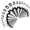 36PC Gauges Kit Stainless Steel 14G-00G Tapers Screw Fit Plug Ear Tunnels Set - BodyJ4you