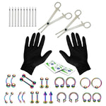 36PC Piercing Kit Stainless Steel 14G 16G Belly Ring Tongue - BodyJ4you
