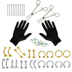 36PC Piercing Kit Stainless Steel 14G 16G Belly Ring Tongue - BodyJ4you