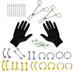 36PC Piercing Kit Stainless Steel 14G 16G Belly Ring Tongue - BodyJ4you