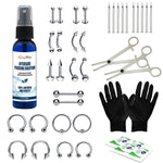 36PC Piercing Kit Stainless Steel 14G 16G Belly Ring Tongue Tragus Nose Saline Spray - BodyJ4you