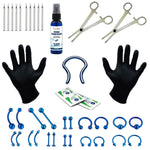 36PC PRO Piercing Kit Stainless Steel Aftercare Spray 14G 16G Nose Ring Septum Jewelry - BodyJ4you