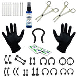 36PC PRO Piercing Kit Stainless Steel Aftercare Spray 14G 16G Nose Ring Septum Jewelry - BodyJ4you