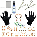 36PC PRO Piercing Kit Stainless Steel Aftercare Spray 14G 16G Nose Ring Septum Jewelry - BodyJ4you