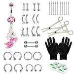 BodyJ4You 36PC PRO Piercing Kit Stainless Steel 14G 16G Belly Ring Tongue Nipple Nose Jewelry