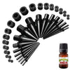 37PC Gauges Kit Ear Aftercare Jojoba Oil Wax 14G-00G Steel Taper Screw Fit Tunnel Jewelry - BodyJ4you