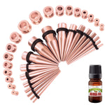 37PC Gauges Kit Ear Aftercare Jojoba Oil Wax 14G-00G Steel Taper Screw Fit Tunnel Jewelry - BodyJ4you