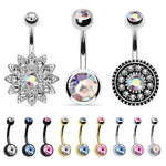 12 Pieces Belly Button Ring Curved Barbell Piercing Jewelry Gift Box