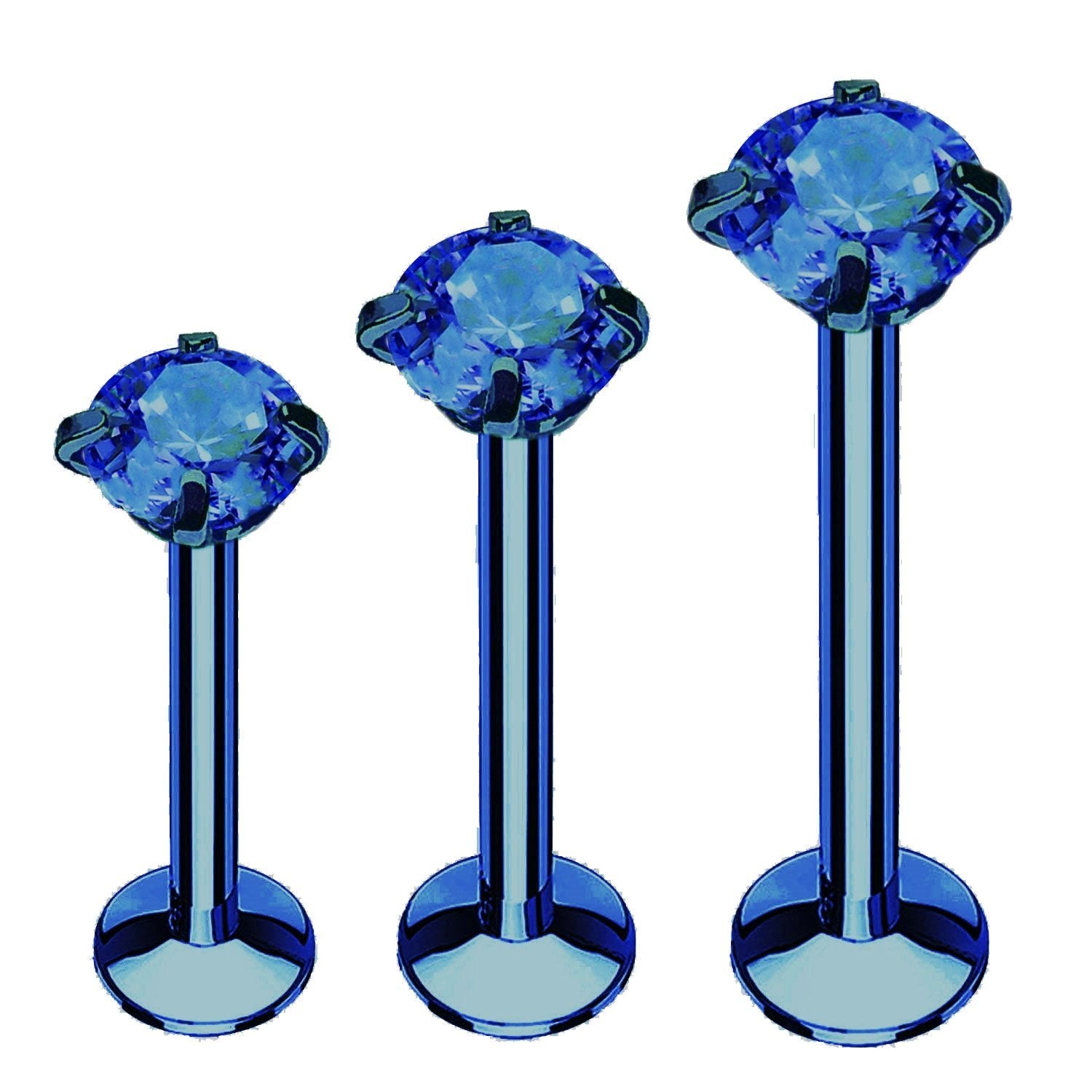 3PC Labret Stud Tragus Earring Set 16G CZ Crystal Surgical Steel Helix Monroe Jewelry - BodyJ4you