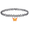 BodyJ4You 2PC Tattoo Choker Necklace Set - 90s Accessories Women Teen Girls Kids - Fire Orange Butterfly Pendant Charm - Summer Style Gift Idea