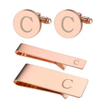 4PC Cufflinks Tie Bar Money Clip Button Shirt Personalized Initials Letter A Gift Set - BodyJ4you