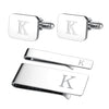 4PC Cufflinks Tie Bar Money Clip Button Shirt Personalized Initials Letter A Gift Set - BodyJ4you