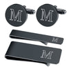 4PC Cufflinks Tie Bar Money Clip Button Shirt Personalized Initials Letter A Gift Set - BodyJ4you