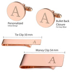 4PC Cufflinks Tie Bar Money Clip Button Shirt Personalized Initials Letter A Gift Set - BodyJ4you