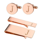 4PC Cufflinks Tie Bar Money Clip Button Shirt Personalized Initials Letter A Gift Set - BodyJ4you