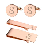 4PC Cufflinks Tie Bar Money Clip Button Shirt Personalized Initials Letter A Gift Set - BodyJ4you