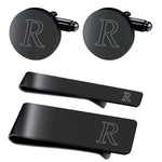 4PC Cufflinks Tie Bar Money Clip Button Shirt Personalized Initials Letter A Gift Set - BodyJ4you