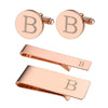 4PC Cufflinks Tie Bar Money Clip Button Shirt Personalized Initials Letter A Gift Set - BodyJ4you