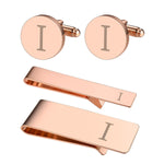 4PC Cufflinks Tie Bar Money Clip Button Shirt Personalized Initials Letter A Gift Set - BodyJ4you