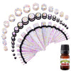 50PC Gauges Kit Ear Stretch Aftercare Jojoba Oil Wax 14G-12MM Multicolor Splatter Tunnel Plug Taper - BodyJ4you