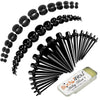 50PC Gauges Kit Ear Stretching Aftercare Balm 14G-12MM Acrylic Silicone Tapers Plug Tunnels - BodyJ4you