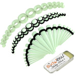 50PC Gauges Kit Ear Stretching Aftercare Balm 14G-12MM Acrylic Silicone Tapers Plug Tunnels - BodyJ4you