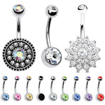 12 Pieces Belly Button Ring Curved Barbell Piercing Jewelry Gift Box