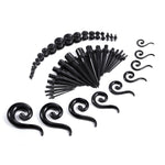 54PC Gauges Kit Ear Stretching 14G-00G Acrylic Hanger Tapers Plugs Body Piercing Set - BodyJ4you