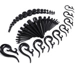 54PC Gauges Kit Ear Stretching 14G-00G Acrylic Tribal Tapers Plugs Body Piercing Set - BodyJ4you