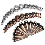 54PC Gauges Kit Ear Stretching 14G-00G Multicolor Surgical Steel Taper Plug Body Piercing - BodyJ4you