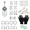 36PC PRO Piercing Kit Stainless Steel 14G 16G Belly Ring Tongue Nipple Nose Jewelry