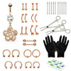 36PC PRO Piercing Kit Stainless Steel 14G 16G Belly Ring Tongue Nipple Nose Jewelry