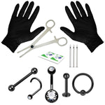 Professional Piercing Kit Stainless Steel 14G 16G 18G Belly Button Nipple Lip Nose Jewelry