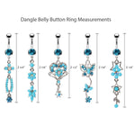 5PC Belly Button Rings 14G Hamsa Star Dremcatcher Peace Steel CZ Women Navel Piercing - BodyJ4you