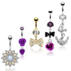 5PC Belly Button Rings 14G Hamsa Star Dremcatcher Peace Steel CZ Women Navel Piercing - BodyJ4you