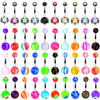 60PC Belly Button Ring Set 14G Mix CZ Steel Acrylic Bioflex Banana Bar Body Piercing Jewelry - BodyJ4you