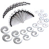 54PC Gauges Kit Ear Stretching 14G-00G Glitter Spiral Tapers Plugs Body Piercing Set